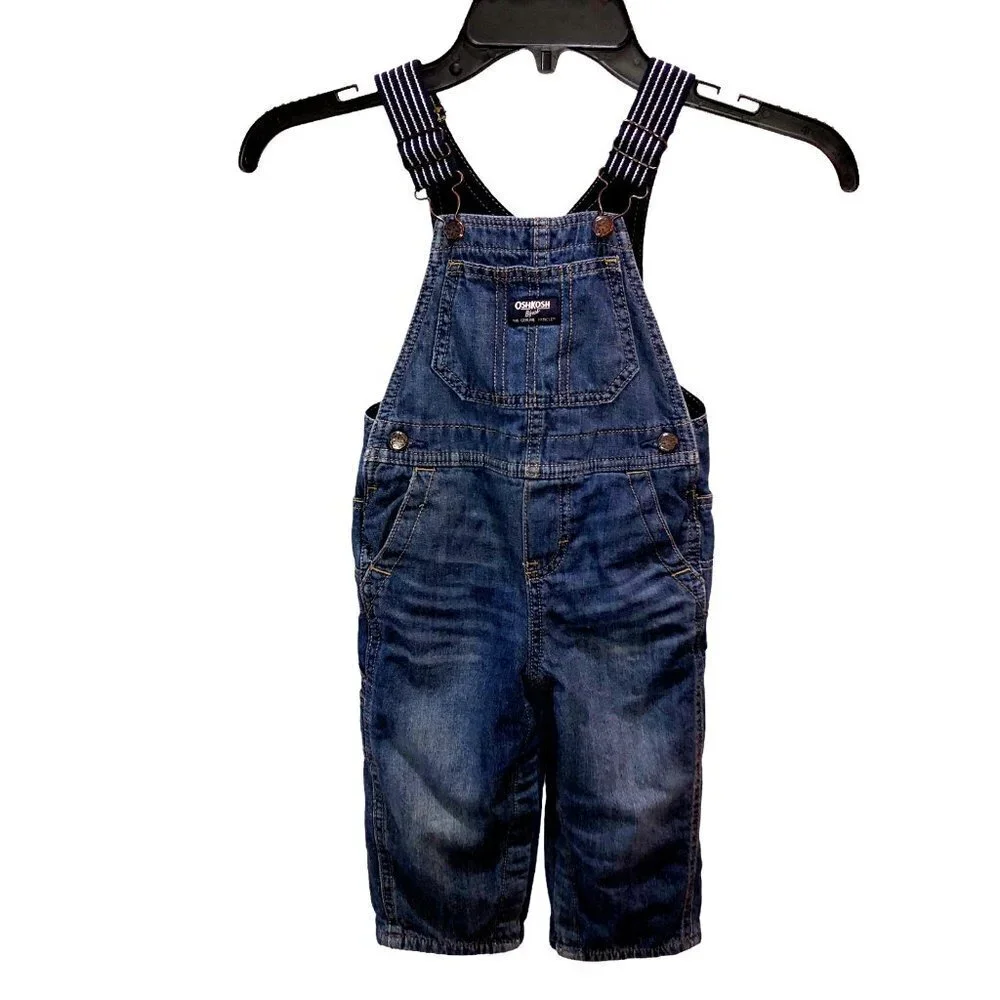OshKosh Bgosh Toddler Size 24M 24 Months Vestbak Lined Snap Denim Overalls